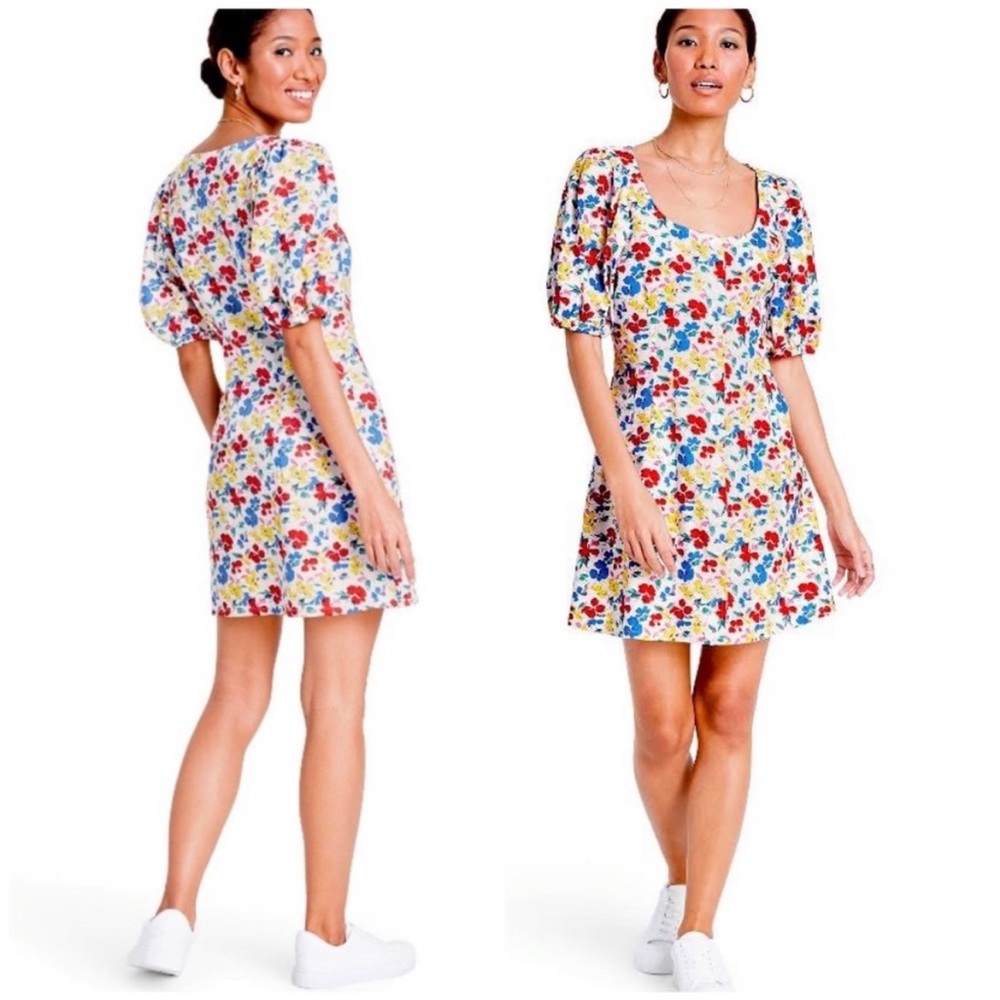 Rixo x Target Linen Blend Floral Puff Sleeve Dress